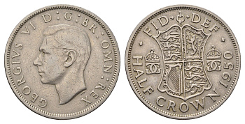Великобритания 1/2 кроны 1950 Георг VI (1936-1952) KM 879, Spink 4106 медно-никель 4692-432
