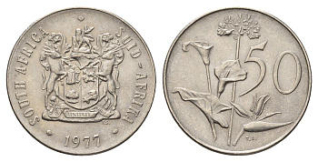 ЮАР 50 центов 1977 Зантедеския Эллиота (калла), герб KM 87 никель 4693-831