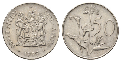 ЮАР 50 центов 1977 Зантедеския Эллиота (калла), герб KM 87 никель 4693-831