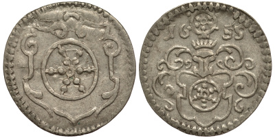 Эрфурт 3 пфеннига 1655 городской выпуск KM 44 серебро 1517-1111