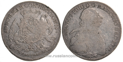 Баден 1 талер 1765 S W, Карл Фридрих KM 108, Dav. 1933 серебро 00-814-49