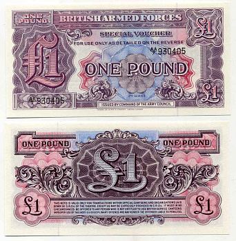 АНГЛИЯ 1 ФУНТ 1948 ДЛЯ ВООРУЖЕННЫХ СИЛ, 2 СЕРИЯ, TDLR Pick М22а бумага UNC (ПРЕСС) 8589-24-3-2