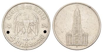 Германия 5 рейхсмарок 1934 D, кирха КМ 83,  J.357 серебро    4680-426