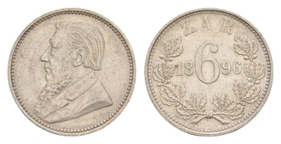 ЮАР (Трансвааль) 6 пенсов 1896 KM 4 серебро 1518-1214