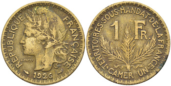 Французский Камерун 1 франк 1926 (а), монетный двор Париж KM 2 алюминиевая бронза 4681-746