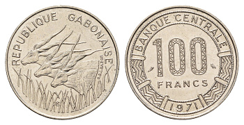 Габон 100 франков 1971 KM 12 никель UNC 4671-127