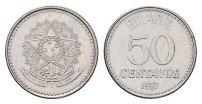 Бразилия 50 сентаво 1987 KM 604 нержавеющая сталь UNC 4679-928