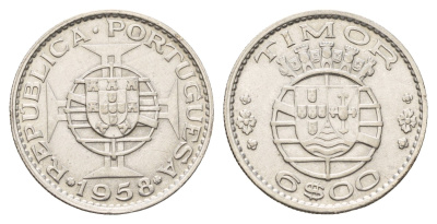 Португальский Тимор 6 эскудо 1958 год-тип KM 15 серебро 4671-817