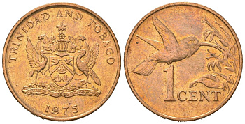 Тринидад и Тобаго 1 цент 1975 герб KM 25 бронза UNC 4621-123