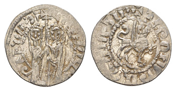 Киликийская Армения трам 1226-1271 Хетум I и царица Забель, держат крест/лев с патриаршим крестом  серебро    1516-433