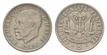 Гаити 5 сантимов 1949 год-тип KM 57 медно-никель 4147-554