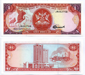 Тринидад и Тобаго 1 доллар 1985 подпись 6 Pick 36c бумага UNC (пресс) 2197-13-3-1