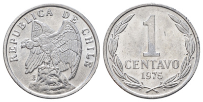 Чили 1 сентаво 1975 год тип KM 203 алюминий UNC 4161-223