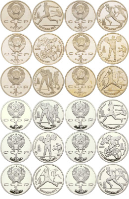 СССР набор из 12 монет по 1 рублю (комплект оригинальных и комплект копий) 1991 XXV летние Олимпийские игры в Барселоне 1992 года KM 289, 290, 291, 299, 300, 302 медно-никель  PROOF  1099-3-14