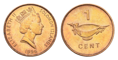 Соломоновы Острова 1 цент 1996 KM 24 сталь плакированная бронзой UNC 4618-229