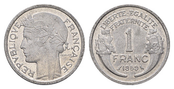 Франция 1 франк 1959 KM 885a.1, Le Franc 221.23 алюминий UNC 4657-912