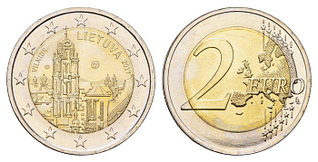 Литва 2 евро 2017 Вильнюс KM 228 биметалл UNC 106-1233