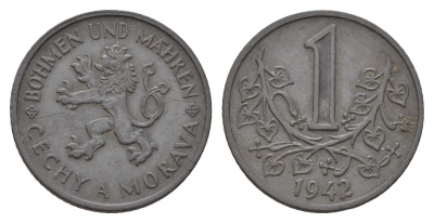 Богемия и Моравия 1 крона 1942 KM 4 цинк 4116-954