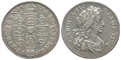 Англия 6 пенсов 1684 Карл II (1660-1685) KM 441, Spink 3382 серебро 00-809-10