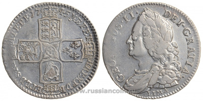 Великобритания 1/2 кроны 1745 LIMA, Георг II (1727-1760) KM 584.3, Spink 3695 серебро 00-819-32