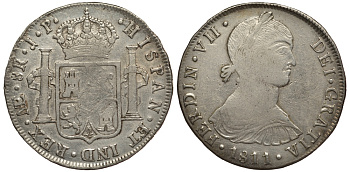 Перу 8 реалов 1811 JP, Фердинанд VII Испанский (1808-1821) KM 106.2 серебро 11-271-14