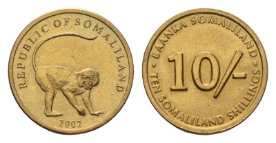 Сомалиленд 10 шиллингов 2002 год-тип KM 3 латунь UNC 4674-1244
