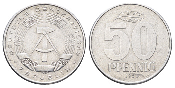 ГДР 50 пфеннигов 1958 год-тип KM 12.1 алюминий 4699-952