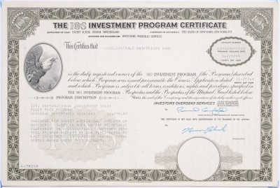 США инвестиционный сертификат 1969 IOS INVESTMENT PROGRAM   бумага   5547-13-1-1