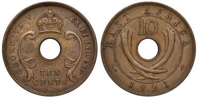 Британская Восточная Африка 10 центов 1921 Георг V (1910-1936) KM 19 бронза 00-00