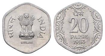 Индия 20 пайс 1983 KM 44 алюминий UNC 4688-1156