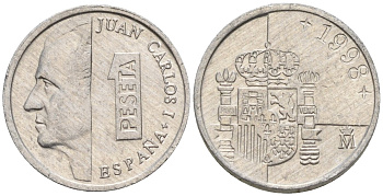 Испания 1 песета 1992 Хуан Карлос I (1975 - 2014) KM 832 алюминий 4154-525