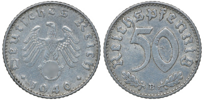 Германия 50 рейхспфеннигов 1940 B KM 96, J.372 алюминий 72-1311