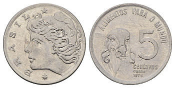 Бразилия 5 сентаво 1975 ФАО - Зебу KM 587 нержавеющая сталь UNC 218-1161