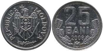Молдавия 25 бани 2008 KM 3 алюминий 4549-1022