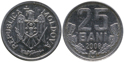 Молдавия 25 бани 2008 KM 3 алюминий 4549-1022