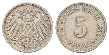Германия 5 пфеннигов 1912 A KM 11, J. 12 медно-никель 4701-1045