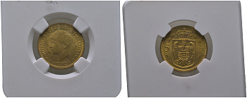 Румыния 5 лей 1930 в слабе NGC, грейд MS 62 KM 48 никель латунь UNC 15-011-10