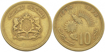 МАРОККО 10 САНТИМОВ 1974 FAO KM 60 латунь 112-545