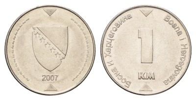 Босния и Герцеговина 1 марка 2007 KM 118 сталь плакированная никелем 3459-751
