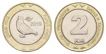 Босния и Герцеговина 2 марки 2019 KM 119 биметалл aUNC 4652-512