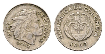 Колумбия 10 сентаво 1960 KM 212 медно-никель 4679-143
