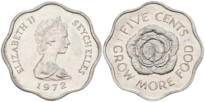 Сейшельские острова 5 центов 1972 FAO, цветок, Елизавета II KM 18 алюминий UNC 4588-639