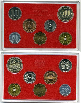 Япония набор из 6 монет + жетон 2002 официальный набор в пластиковой упаковке, год лошади, MINT BUREAU BOX KM MS 154 BUNC 2-4-1-12