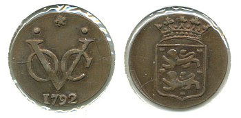 Нидерландская Восточная Индия 1 дуит 1792 ЗАПАДНАЯ ФРИЗИЯ KM 131 медь 503-723
