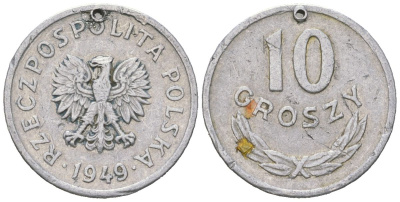 Польша 10 грошей 1949 Y 42a алюминий 99-767