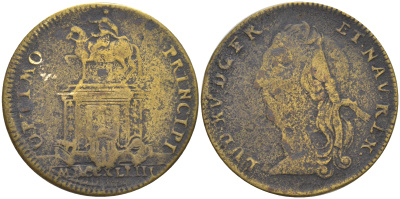 ФРАНЦИЯ МЕДАЛЬ 1744 ПАМЯТНИК ЛУИ XV латунь 106-321