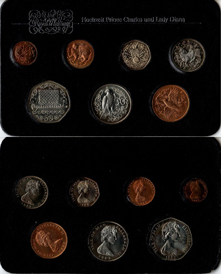 Остров Мэн набор из 7 монет (1/2, 1, 2, 5, 10, 20 и 50 пенсов) 1982 в оригинальной банковской упаковке KM 58, 59, 60, 61, 62, 70.2 и 90 UNC 1-6-2-40