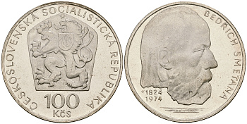 Чехословакия 100 крон 1974 Бедржих Сметана (1824-1884) KM 82 серебро PROOF 1081-10-53