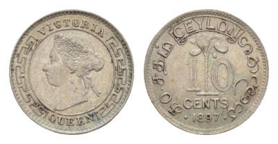 Цейлон 10 центов 1897 Виктория (1837-1901) KM 94 серебро  aUNC  1527-1331
