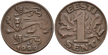 Эстония 1 цент 1929 Республика (1918-1941) KM 10 бронза 4585-1037